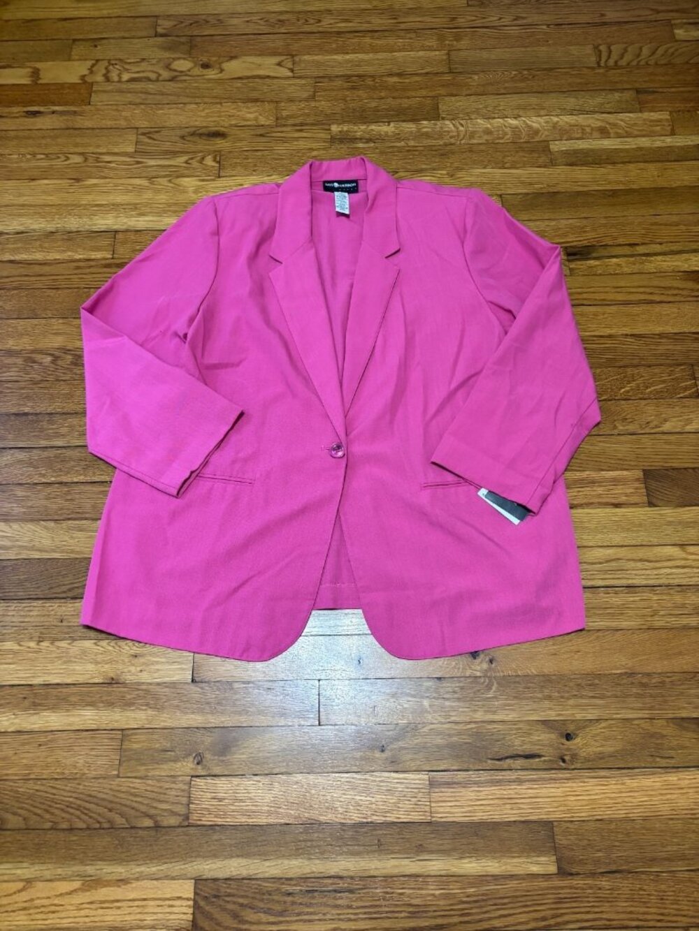 Sag Harbor Womens Blazer Jacket Plus Size 20W Pink 1 Button Lined Career NWT $42